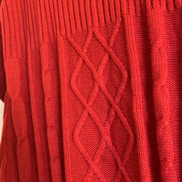 Cottagecore Sweater dress by, Pink Rose, size 1X long red cable knit - Picture 5 of 16